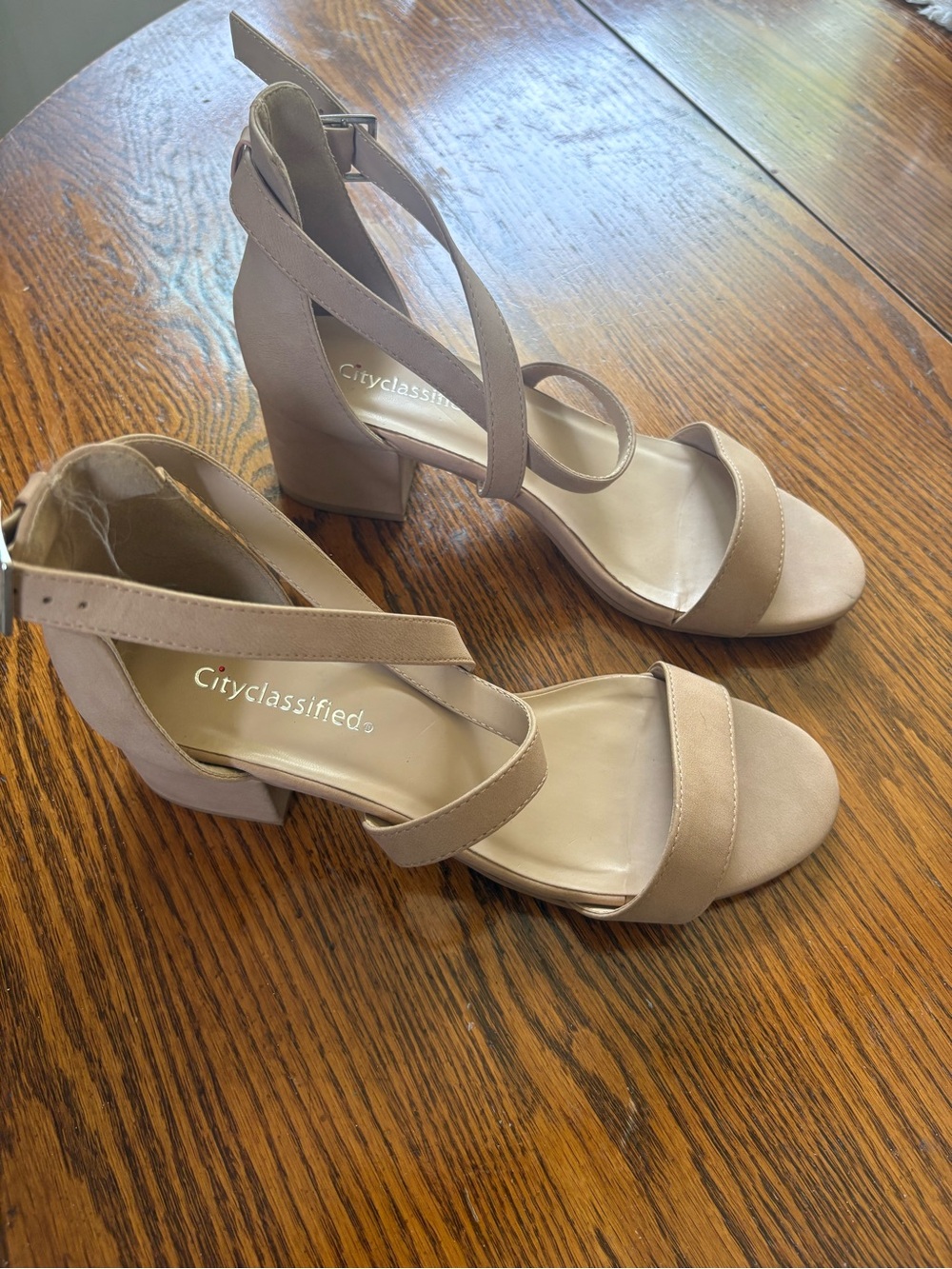 Cityclassified Womens Nude Tan Block Heel Sandals